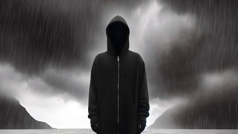 Ocean Overland standing in front of a dark, stormy seascape, wearing a hooded jacket and facing the camera, representing his new hip-hop single "How You Do".