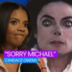 Candace Owens with Michael Jackson background, text saying "SORRY MICHAEL"